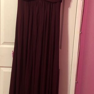 Long burgundy brides maid dress
